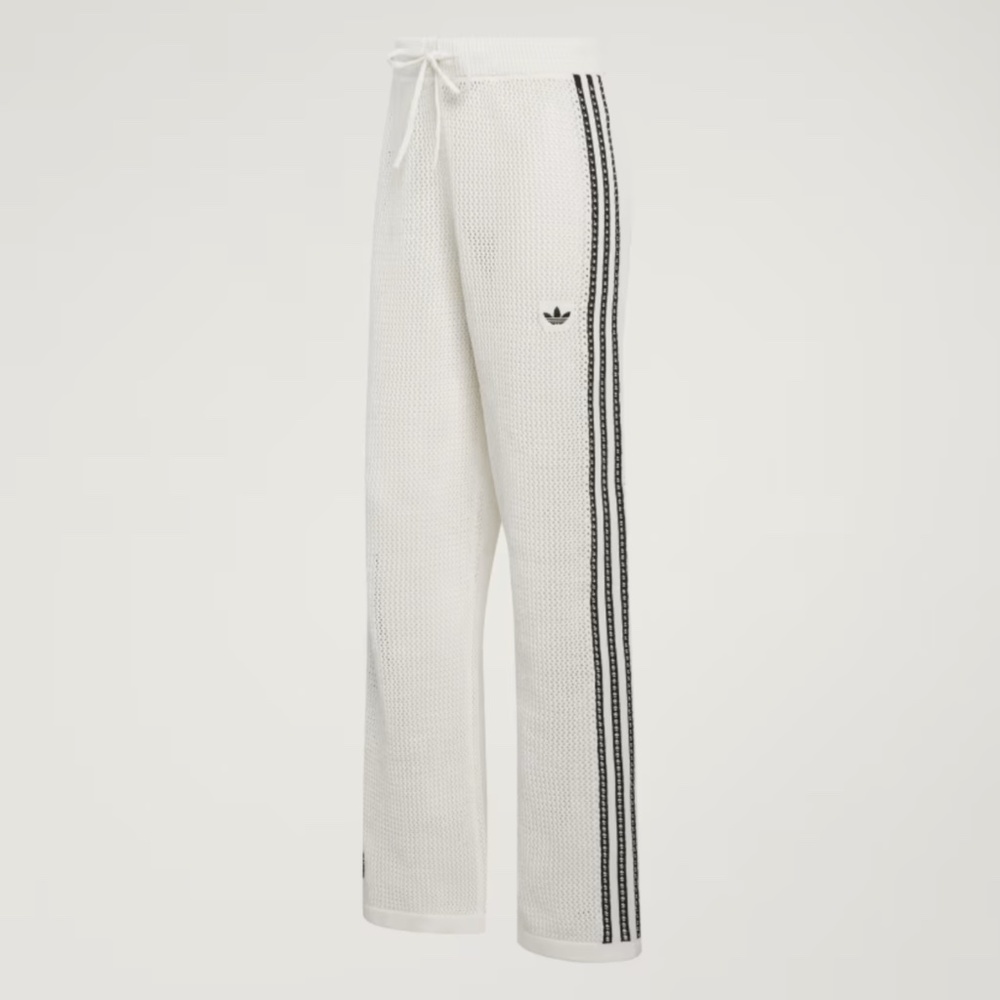 Knitted Crochet Firebird Track Pants in Off White, size XS